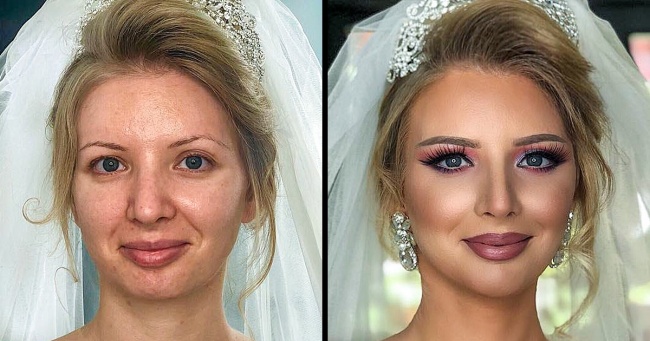 20+ ефектних фото наречених до і після нанесення весільного макіяжу