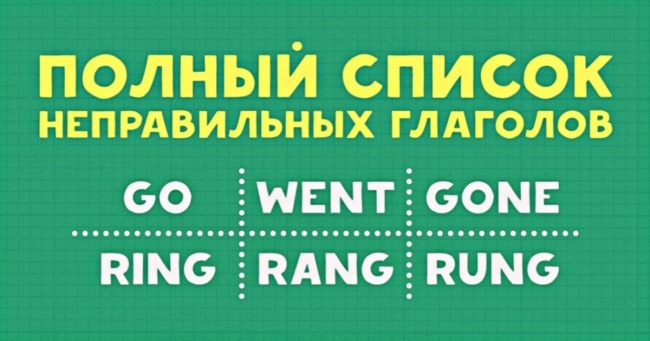 Повний список англійських неправильних дієслів